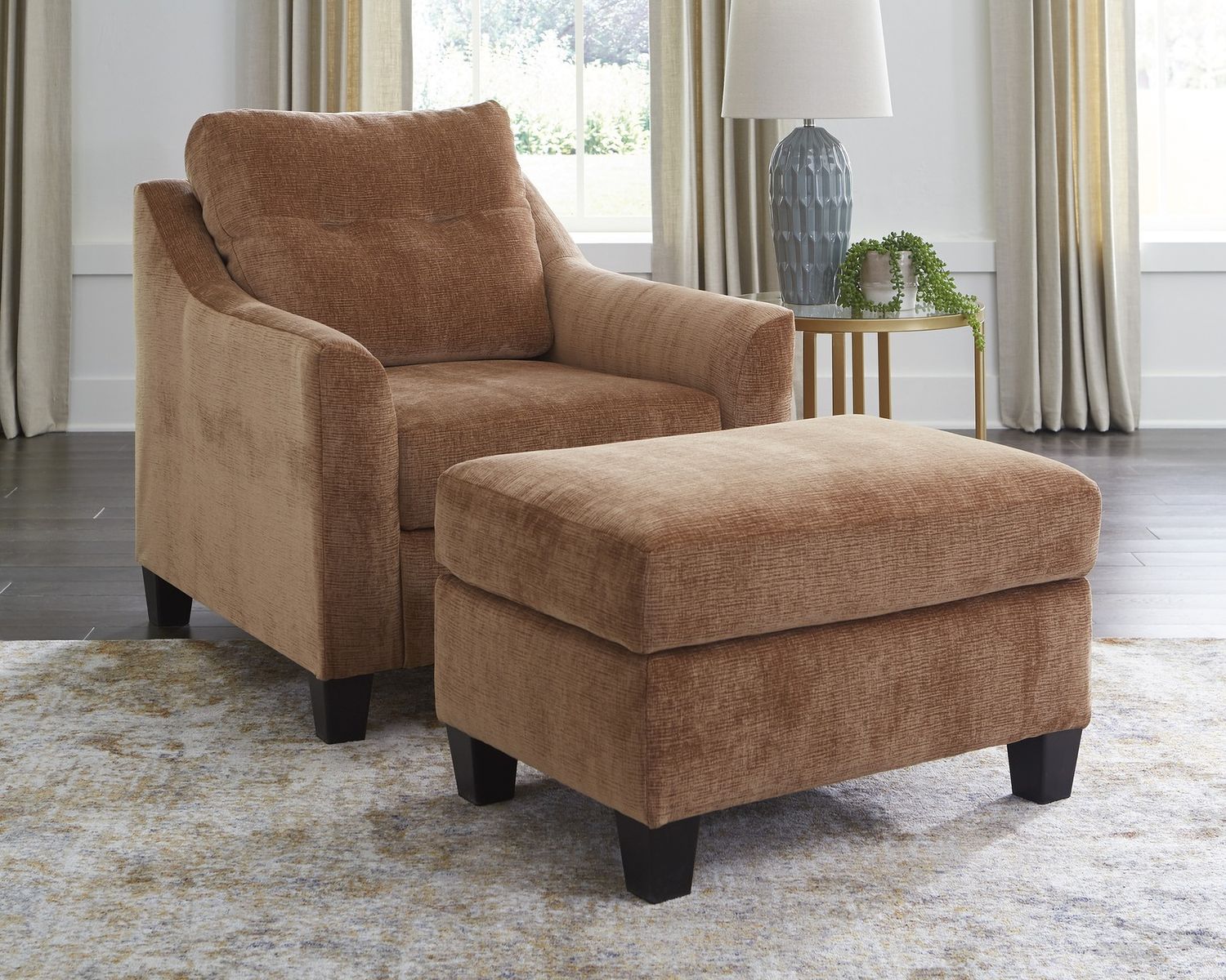 Amity Bay Sofa Chaise Sleeper with Chairs and Ottomans In Clay 67204U4