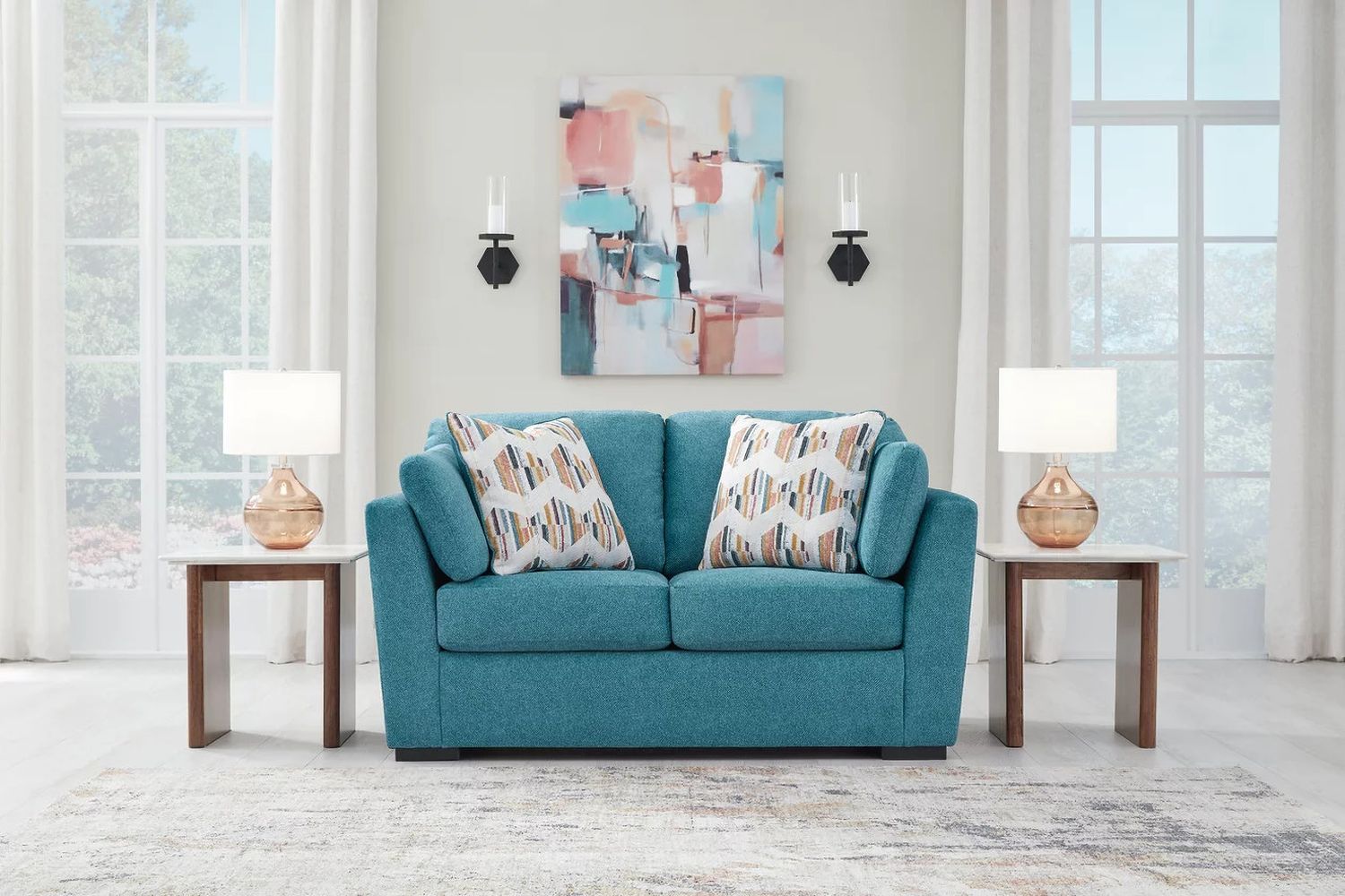 Keerwick Loveseat In Teal 6750735
