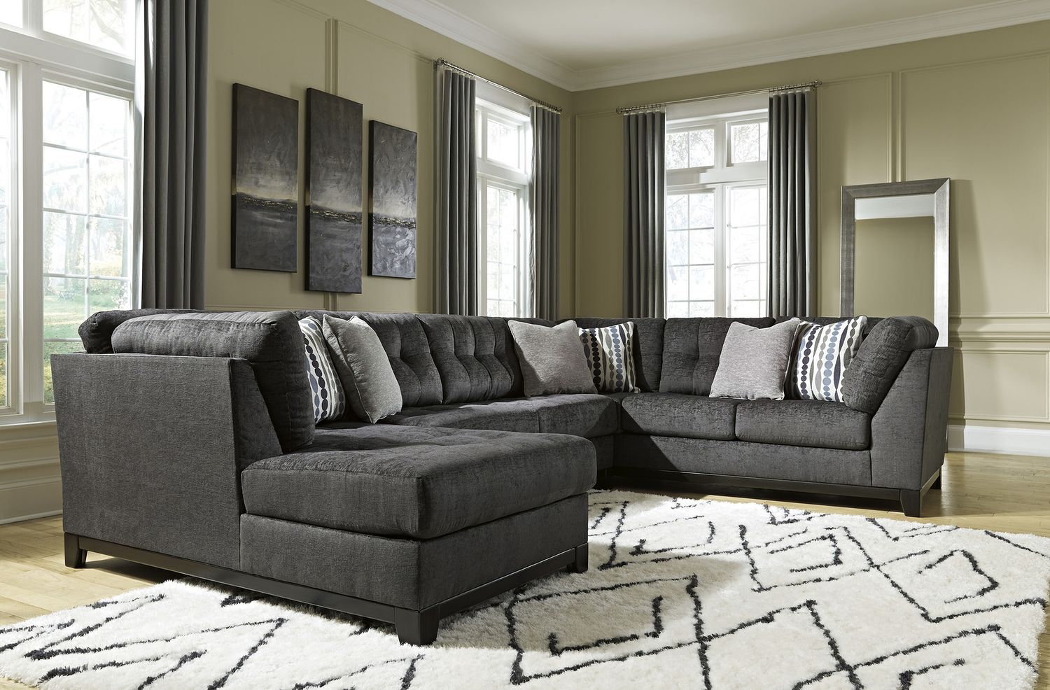 Reidshire 3-Piece Sectional with LAF Chaise In Steel 67622S1