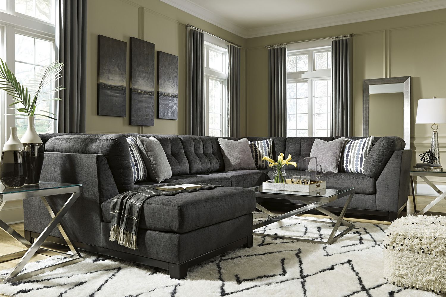Reidshire 3-Piece Sectional with LAF Chaise In Steel 67622S1