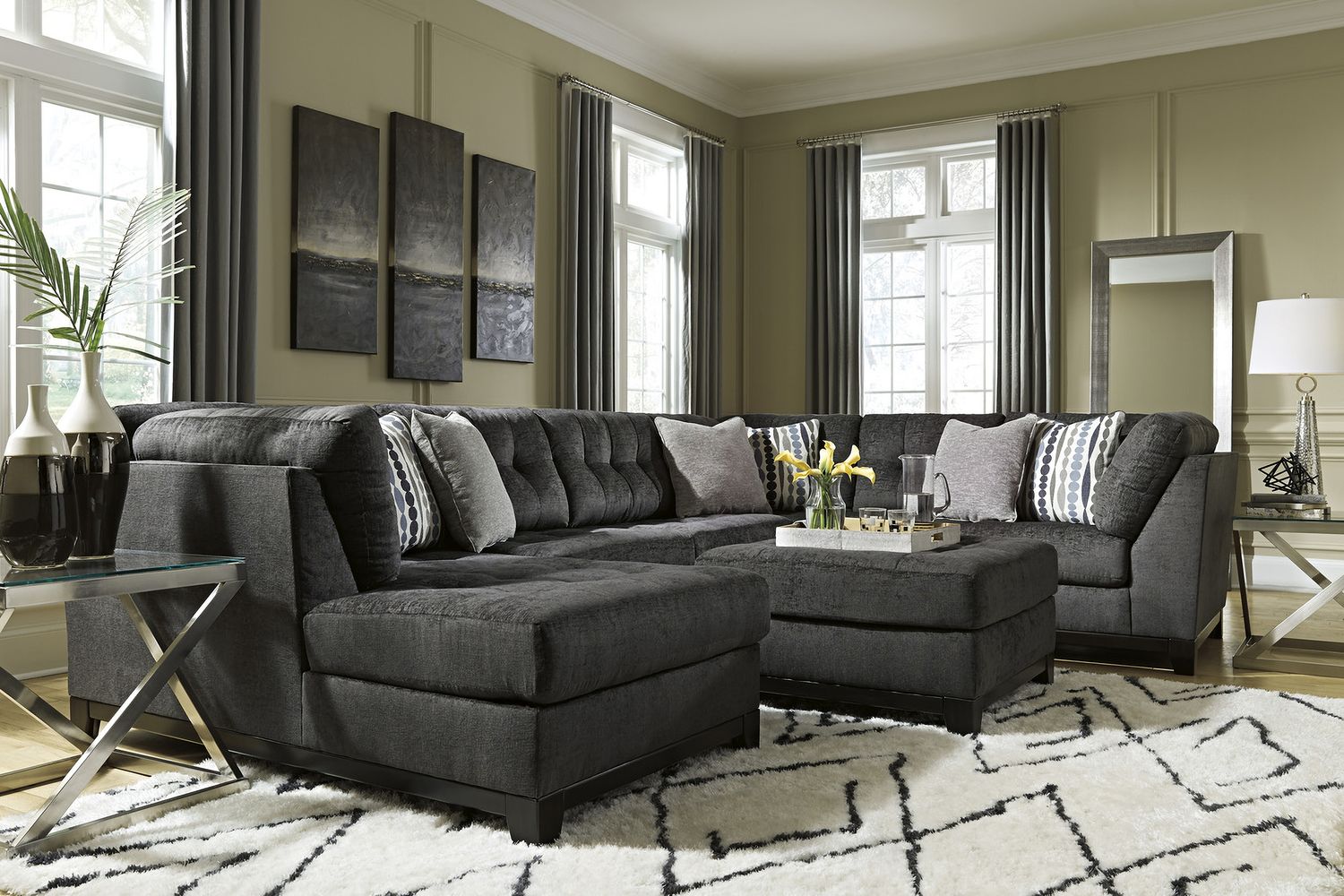 Reidshire 3-Piece Sectional with LAF Chaise In Steel 67622S1