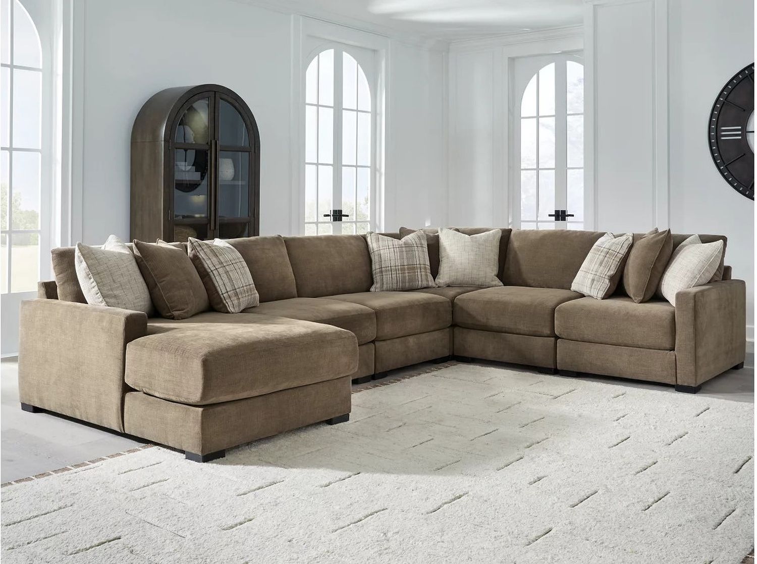 Camellia-Court 6-Piece Sectional with LAF Chaise In Coffee 68207S14
