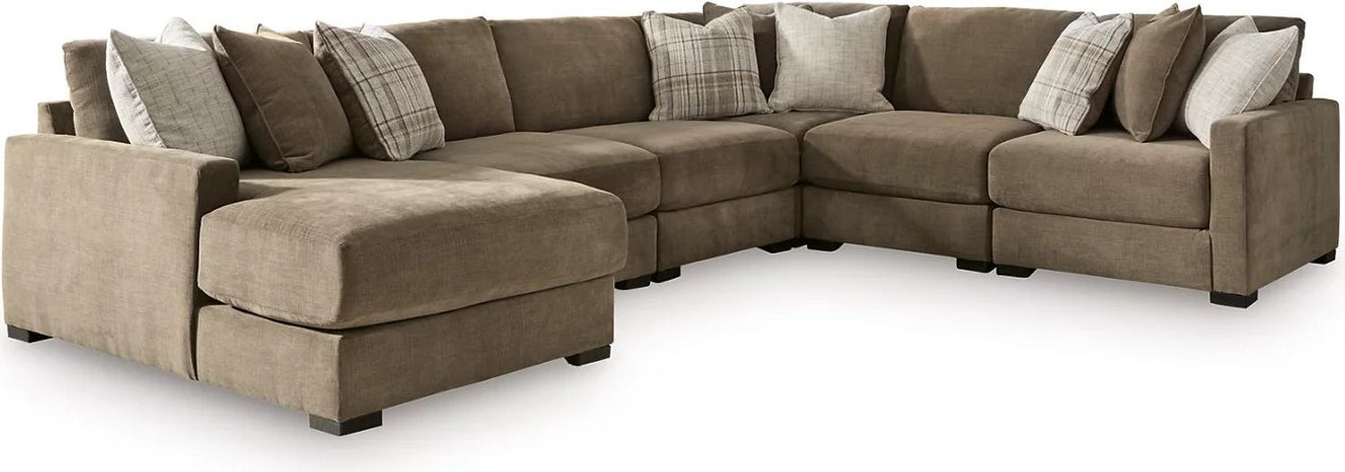Camellia-Court 6-Piece Sectional with LAF Chaise In Coffee 68207S14