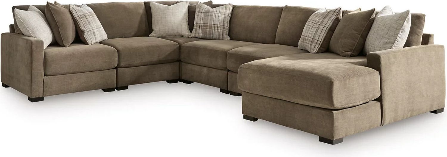Camellia-Court 6-Piece Sectional with RAF Chaise In Coffee 68207S15