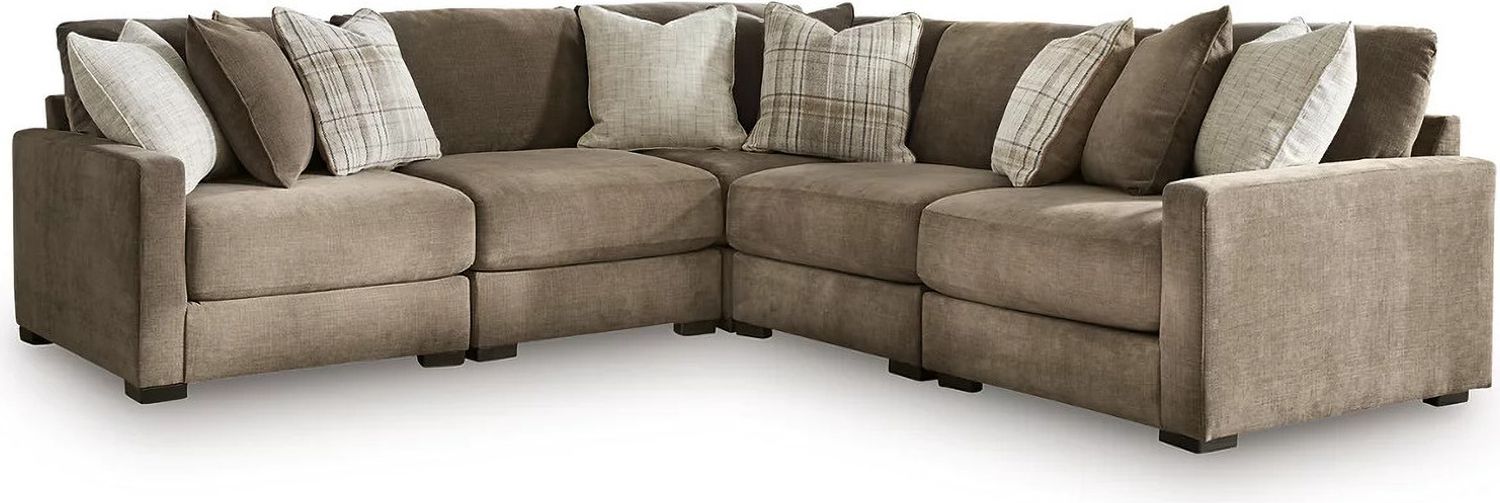 Camellia-Court 5-Piece Sectional In Coffee 68207S17