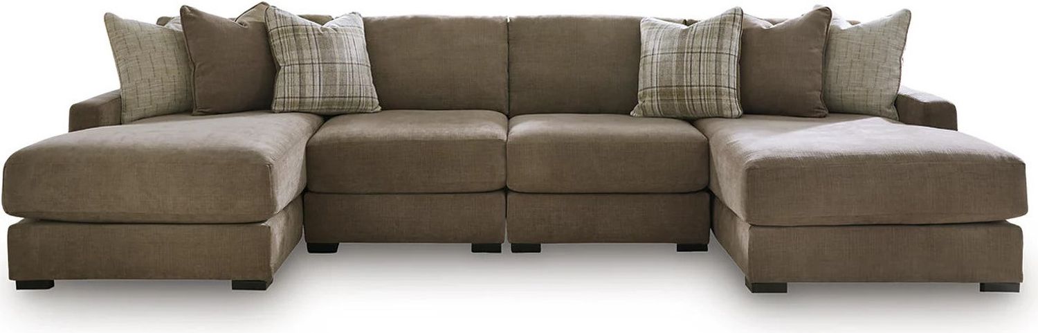 Camellia-Court 4-Piece Double Chaise Sectional In Coffee 68207S9