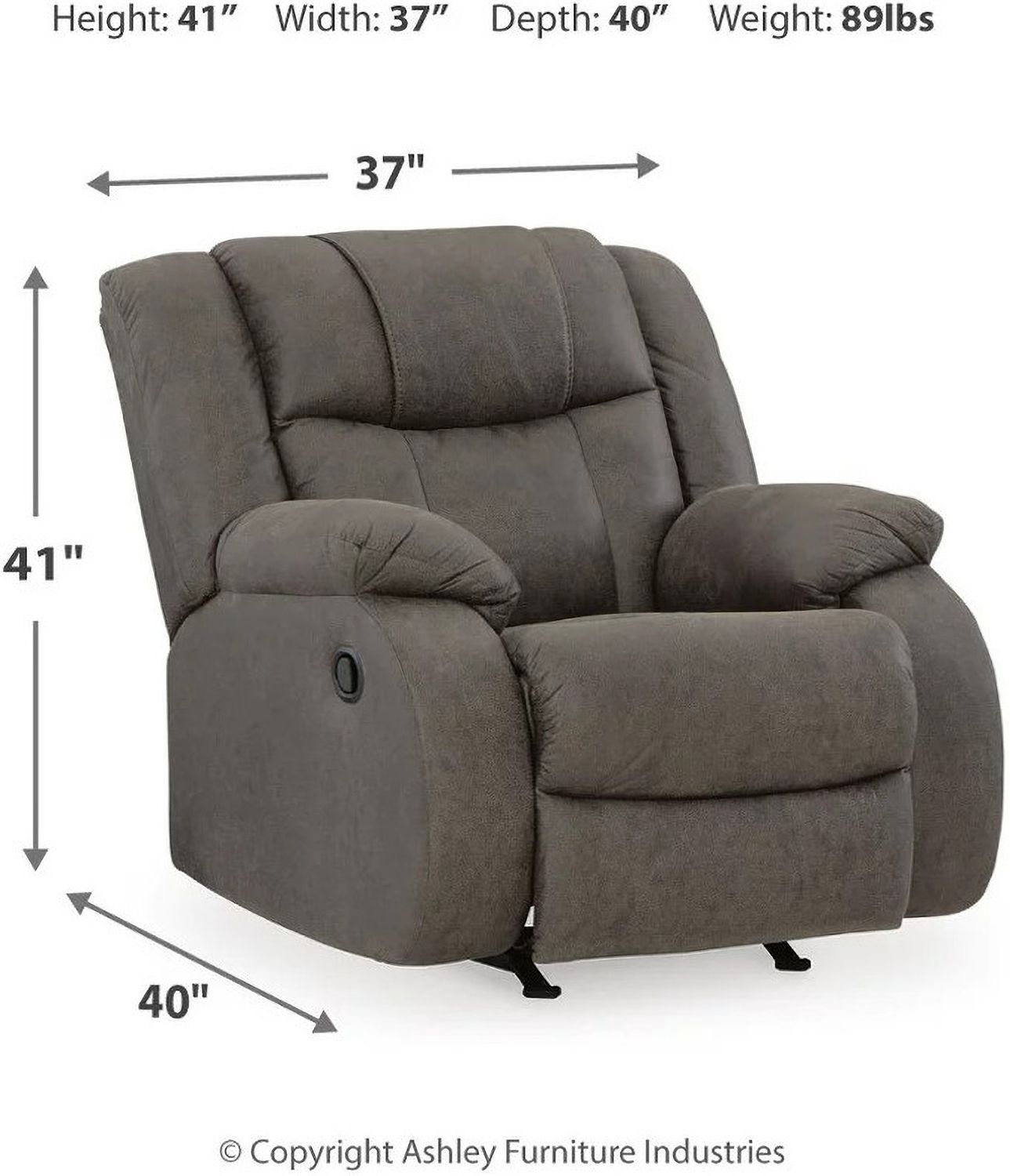 First Base Rocker Recliner In Gunmetal 6880425