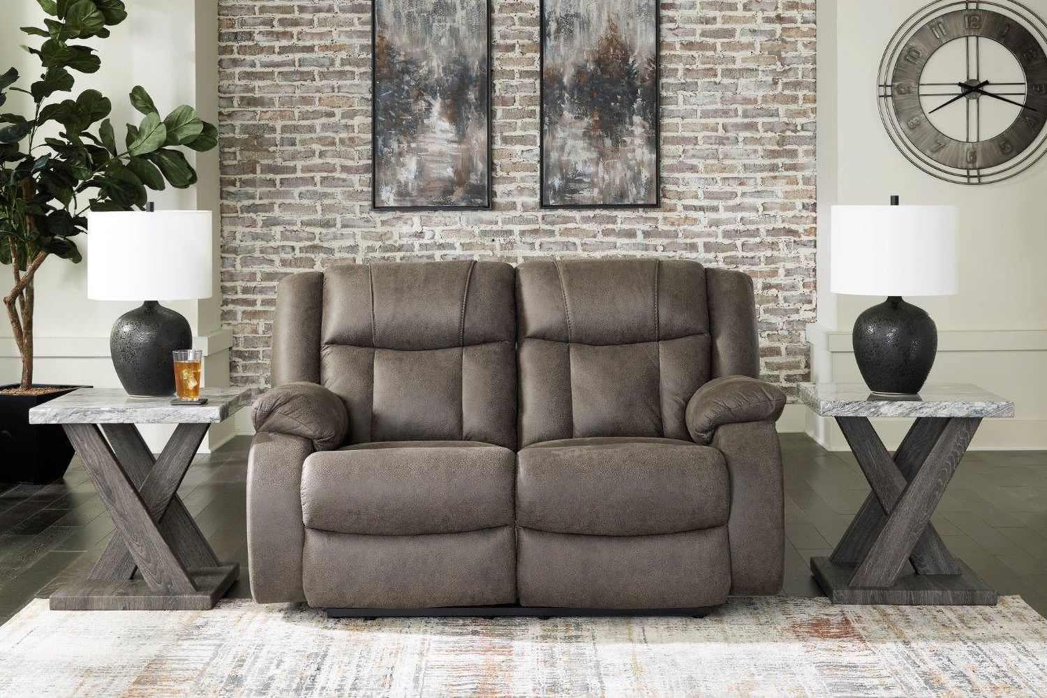 First Base Reclining Loveseat In Gunmetal 6880486