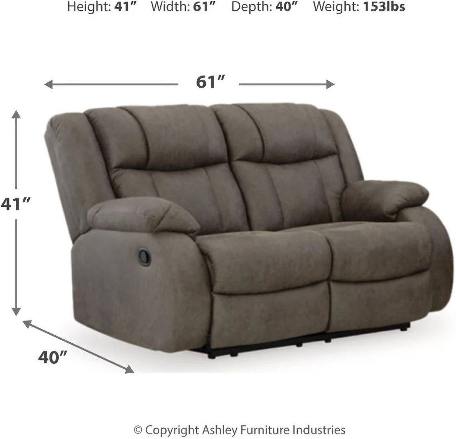 First Base Reclining Loveseat In Gunmetal 6880486