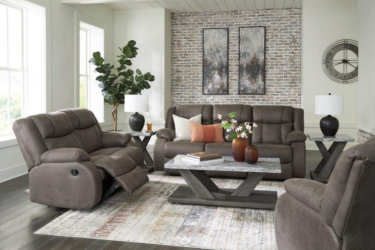 First Base Reclining Loveseat In Gunmetal 6880486