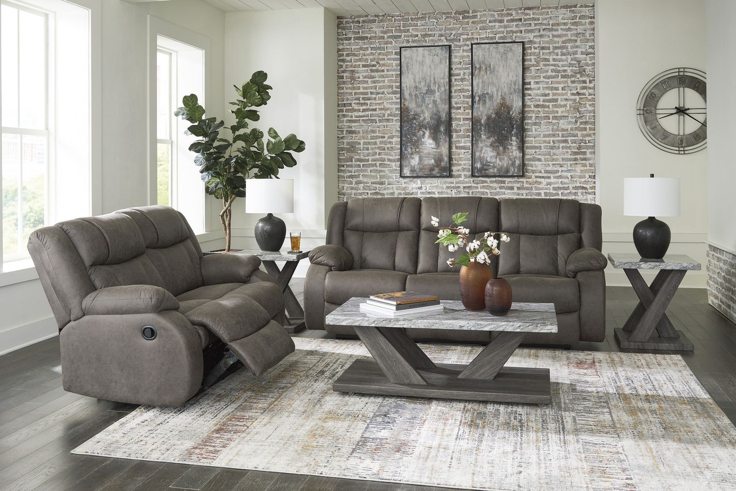 First Base Reclining Loveseat In Gunmetal 6880486