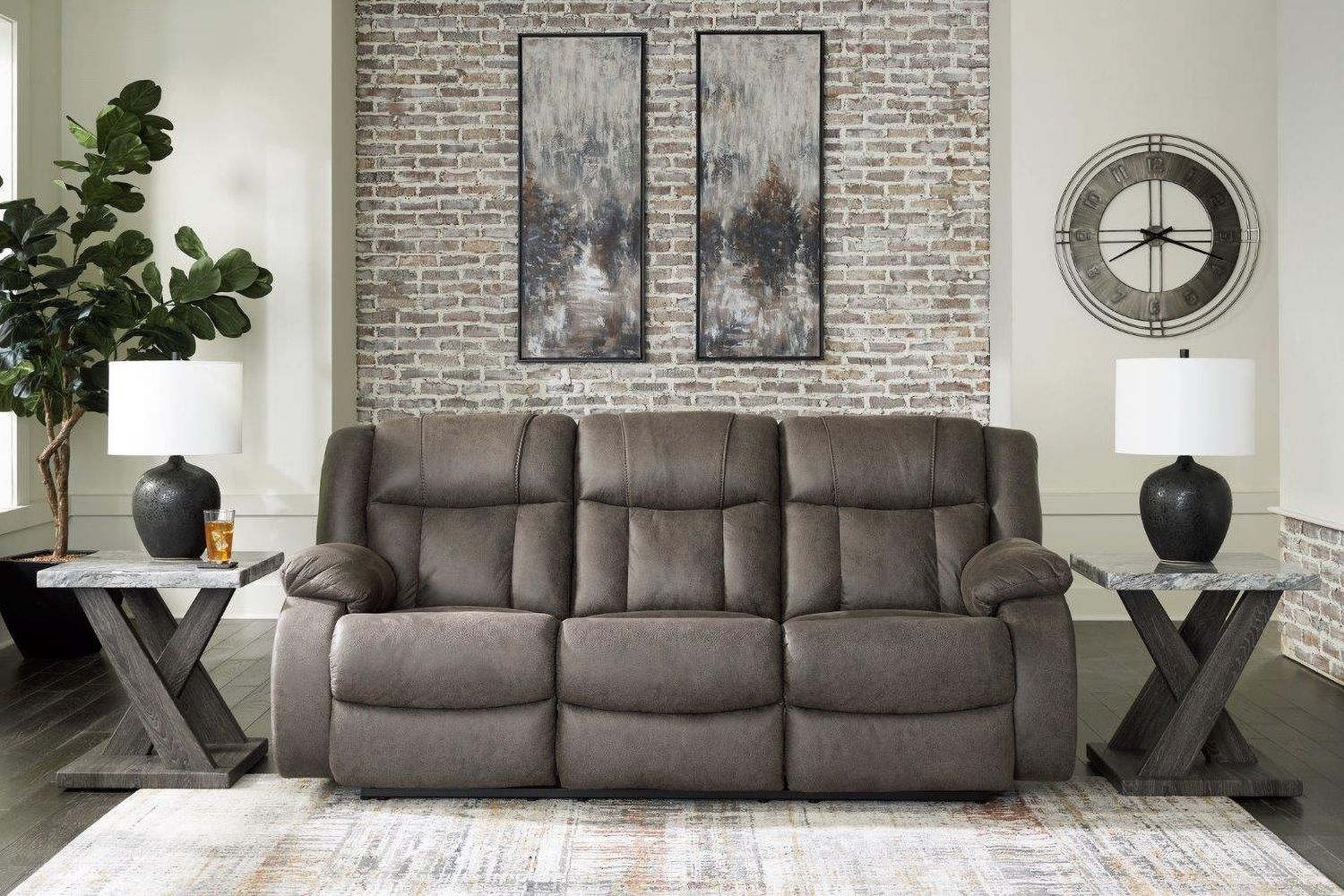 First Base Reclining Sofa In Gunmetal 6880488