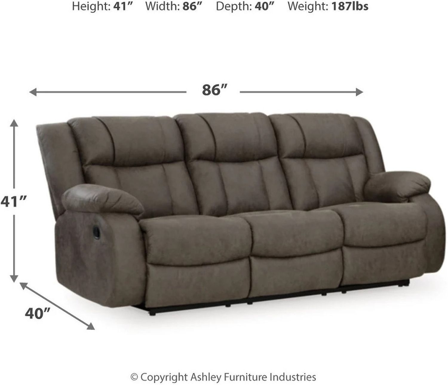 First Base Reclining Sofa In Gunmetal 6880488