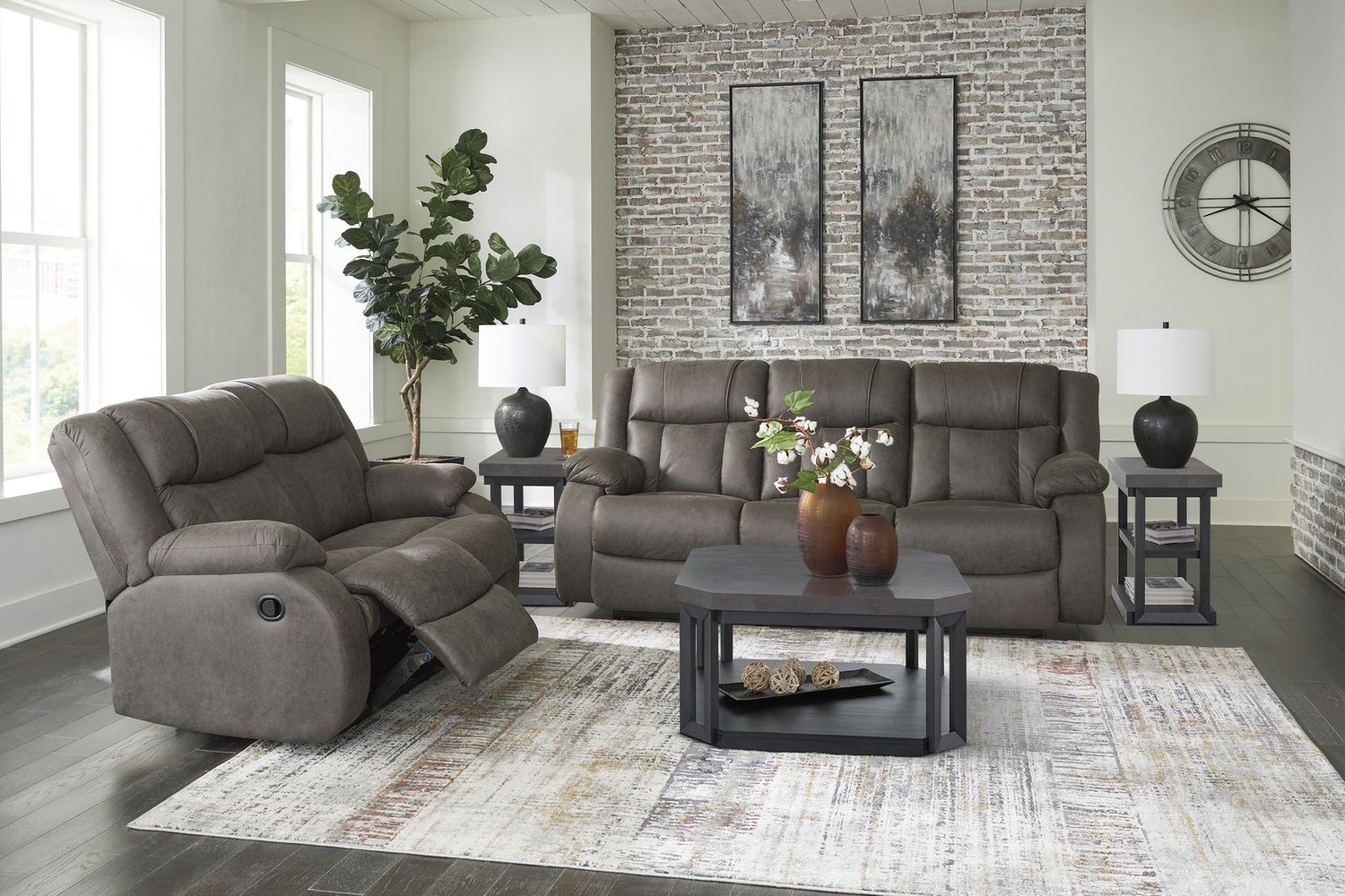 First Base Reclining Sofa In Gunmetal 6880488