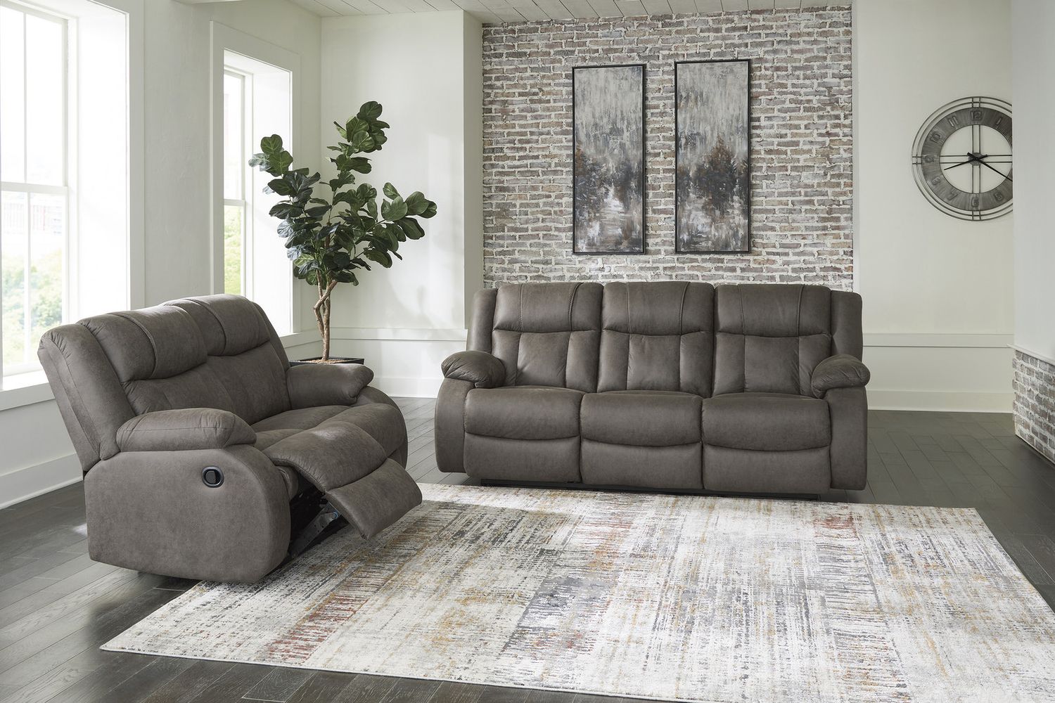 First Base Reclining Sofa In Gunmetal 6880488