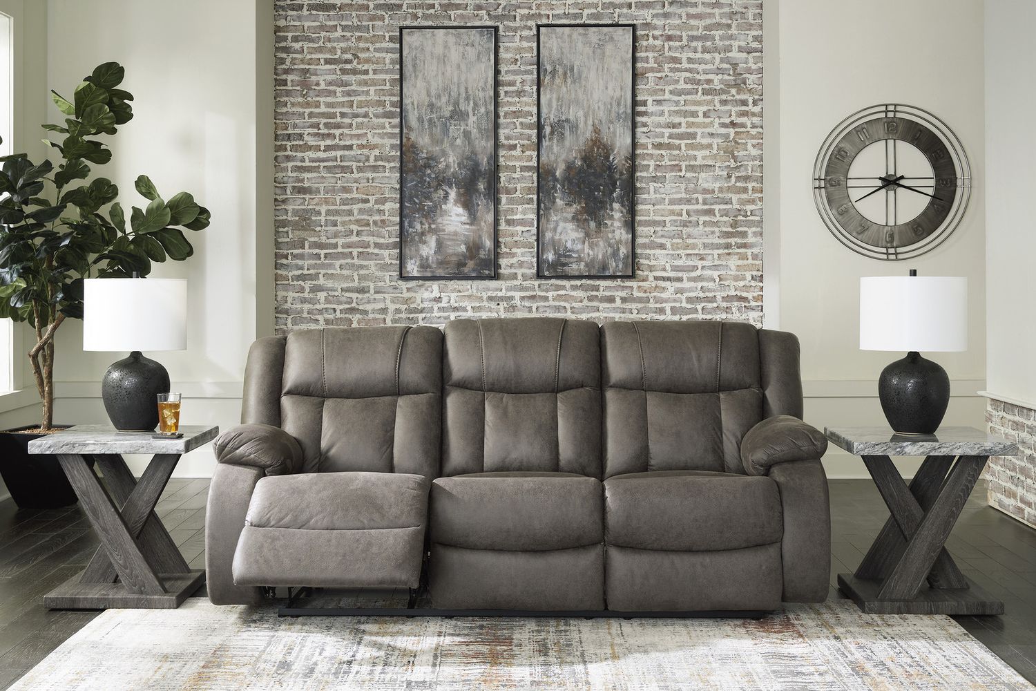 First Base Reclining Sofa In Gunmetal 6880488