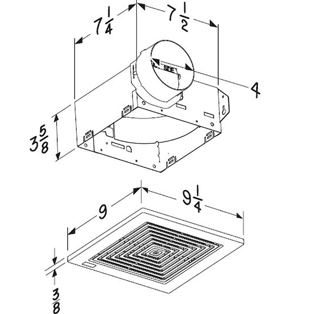 50 CFM Ventilation Fan, 4.0 Sones, 4" Duct 6884