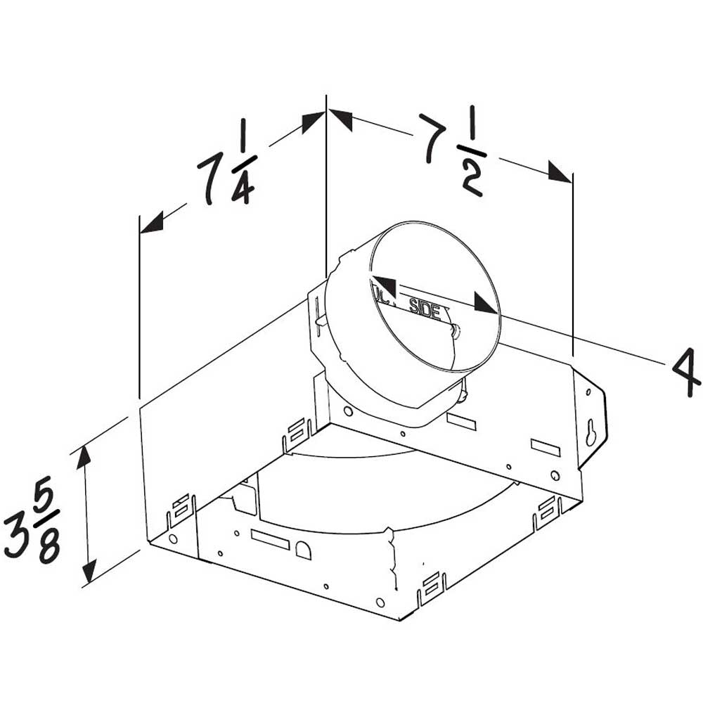 Housing Pack for 1671F, 1688F, E0F70, 696RNB and 695RB (damper and 4" plastic duct connector included) 6884H