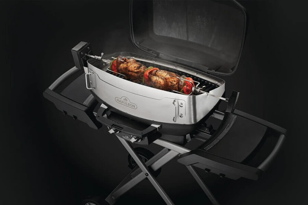 Heavy Duty Rotisserie and Shroud for PRO/TravelQ™ 285 Portable Grill Models 69281
