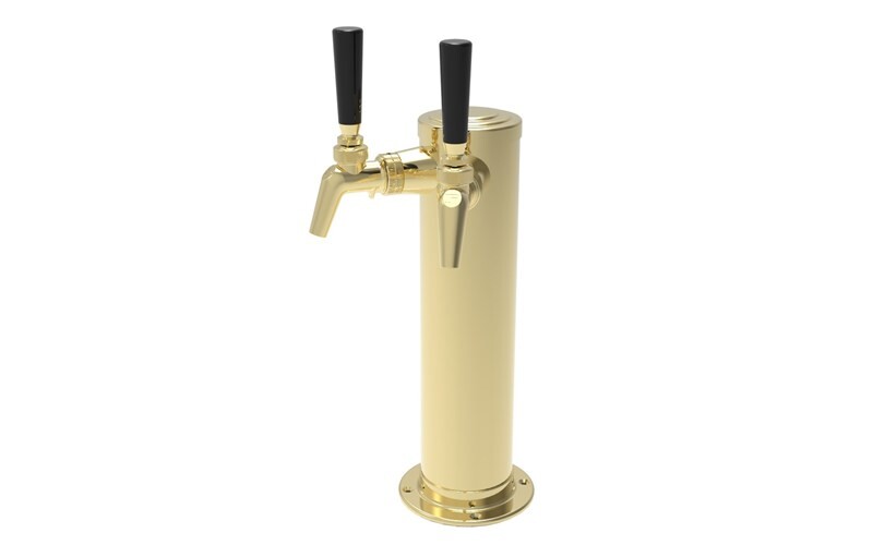 Air-Cooled Beer Dispensing Kit - Draft Arm, 2 Faucet in Tarnish-Free Brass 695262DATF