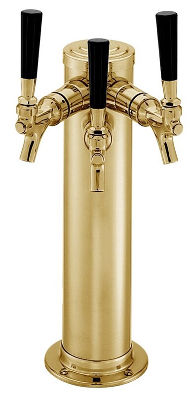Air-Cooled Beer Dispensing Kit - Draft Arm, 3 Faucet in Tarnish-Free Brass 695263DATF