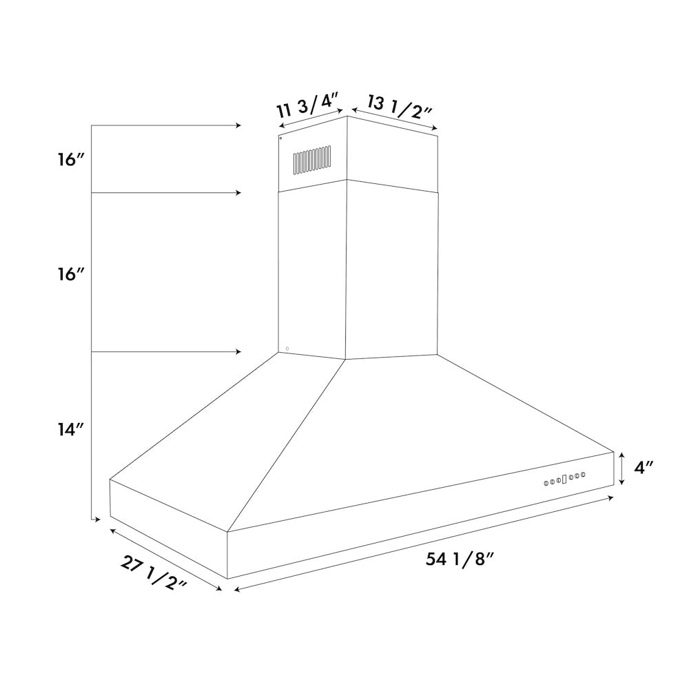 54 In. Ducted Wall Mount Range Hood In Outdoor Approved Stainless Steel 69730454