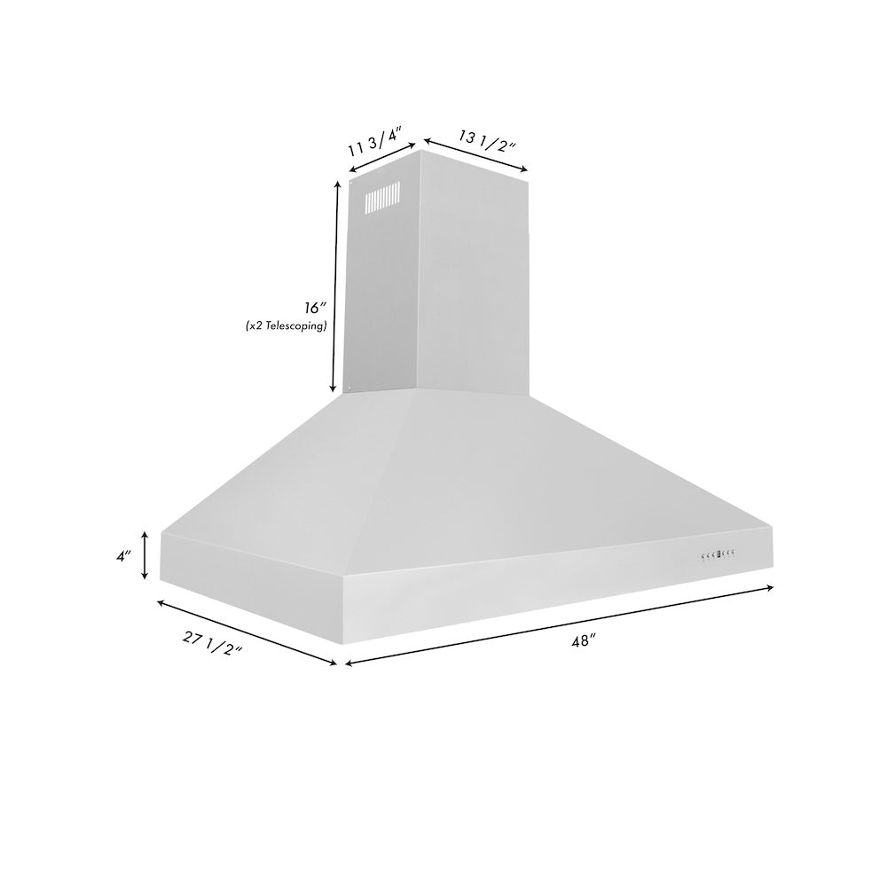 48 In. Professional Ducted Wall Mount Range Hood In Stainless Steel 69748