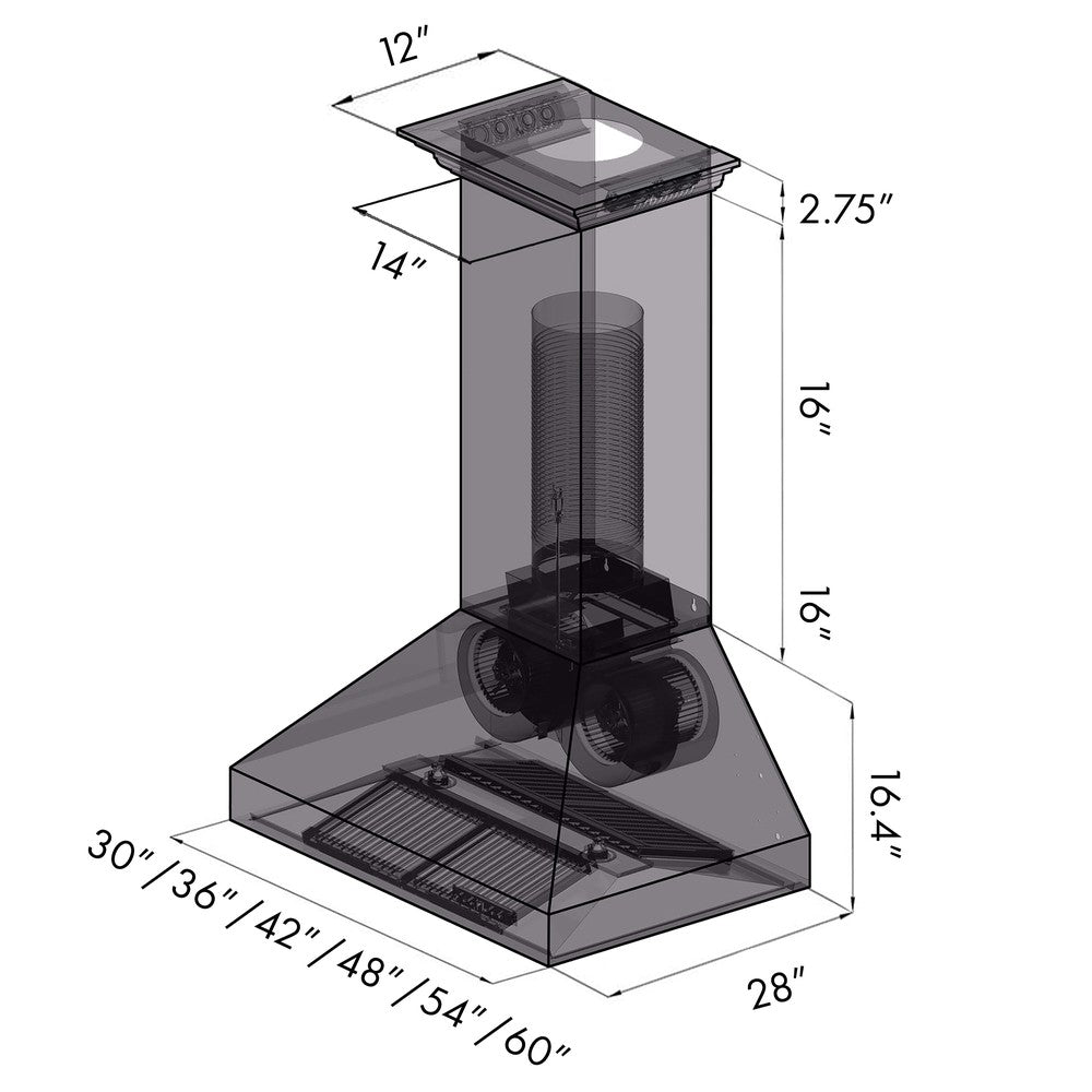 36 In. Crownsound™ Ducted Vent Wall Mount Range Hood In Stainless Steel With Built-in Bluetooth Speakers 697CRNBT36