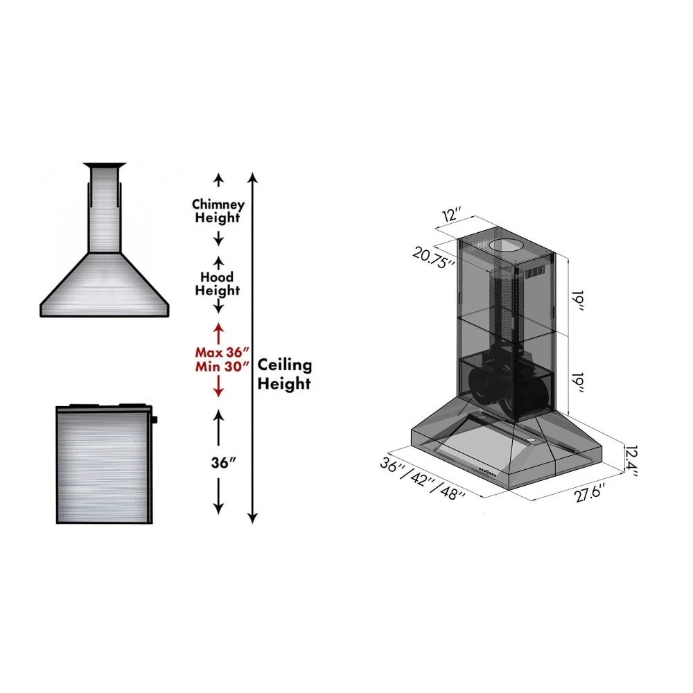 42 in. Ducted Island Mount Range Hood 697I30442