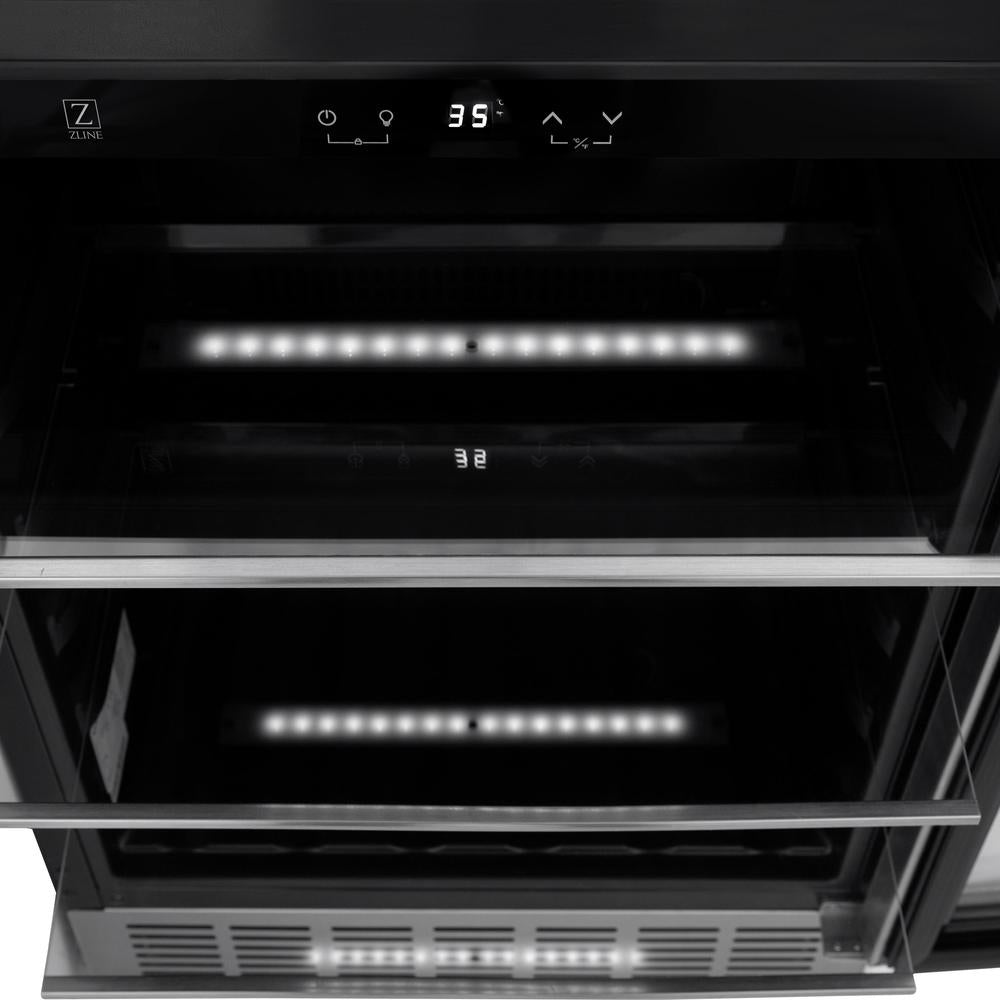 Kitchen Package with Refrigeration, 48" Stainless Steel Dual Fuel Range, 48" Range Hood, Microwave Drawer, 24" Tall Tub Dishwasher and Beverage Fridge 6KPRRARH48MWDWVRBV