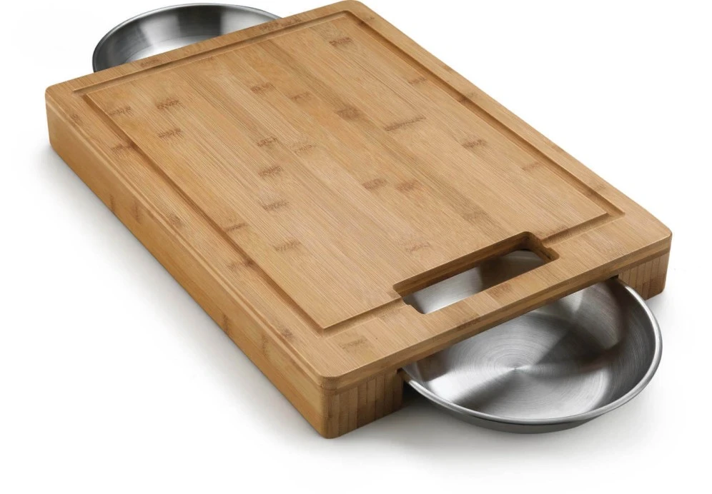 Cutting Board with Stainless Steel Bowls 70012