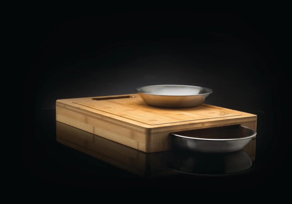 Cutting Board with Stainless Steel Bowls 70012