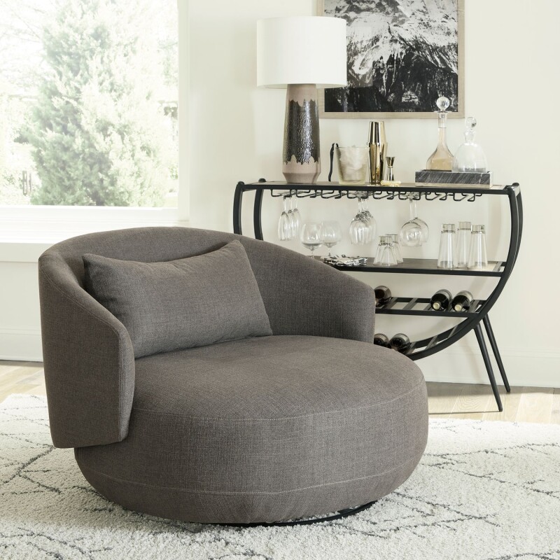 Haley Uph Swivel Cuddler Chair - Charcoal 708ACH15GY