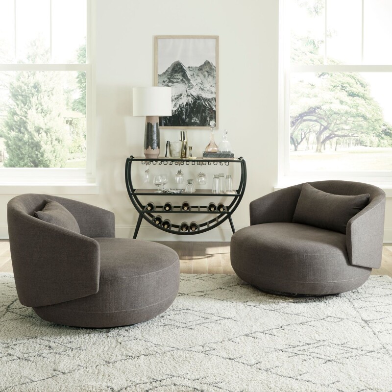 Haley Uph Swivel Cuddler Chair - Charcoal 708ACH15GY