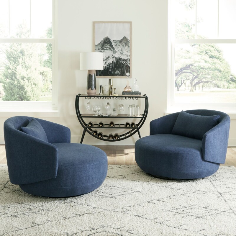 Haley Uph Swivel Cuddler Chair - Midnight 708ACH15N
