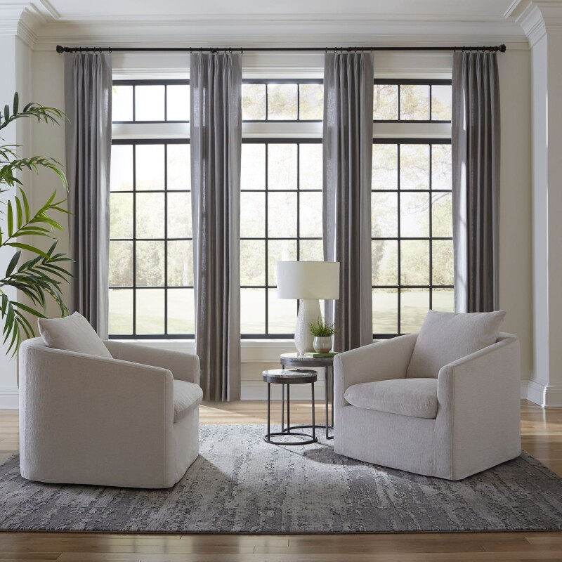 Saxton Uph Swivel Accent Chair - Ivory 712ACH15T