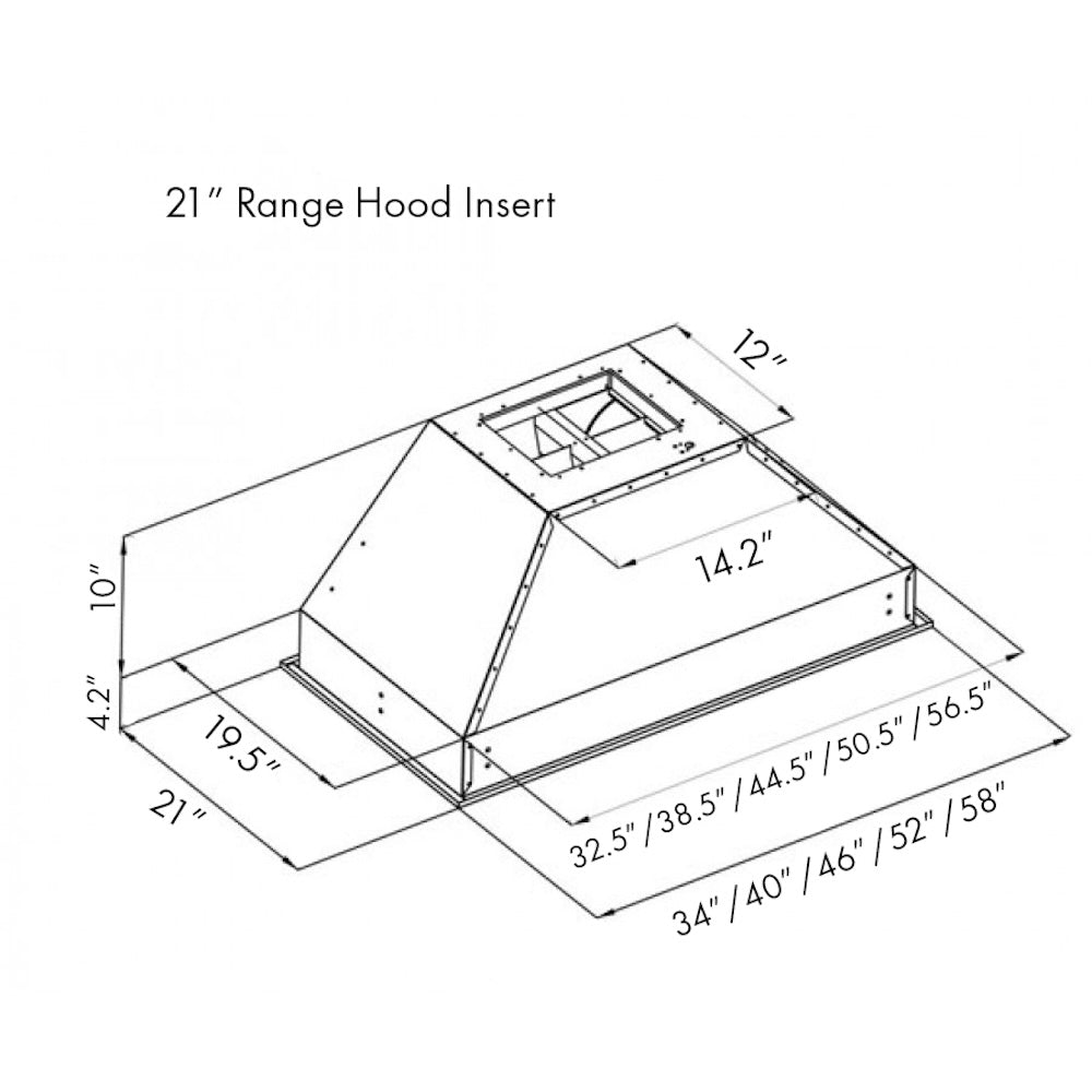 46" Ducted Wall Mount Range Hood Insert 72146
