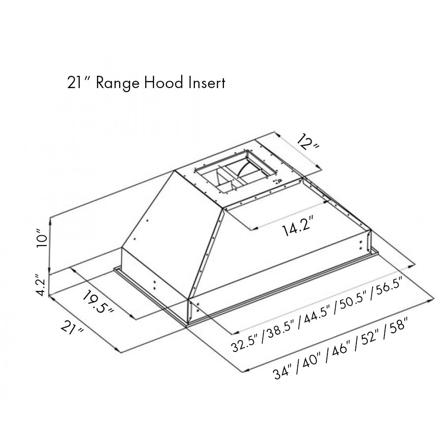 52 In. Ducted Wall Mount Range Hood Insert In Stainless Steel 72152