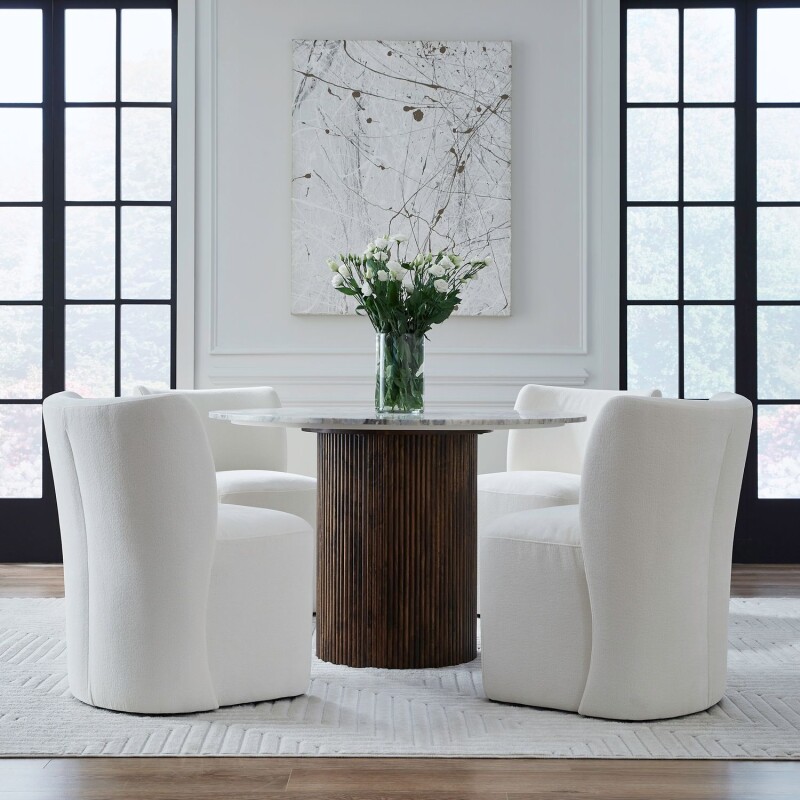 Accent Dining Chair w/ Casters - Ivory 728ADC90IV