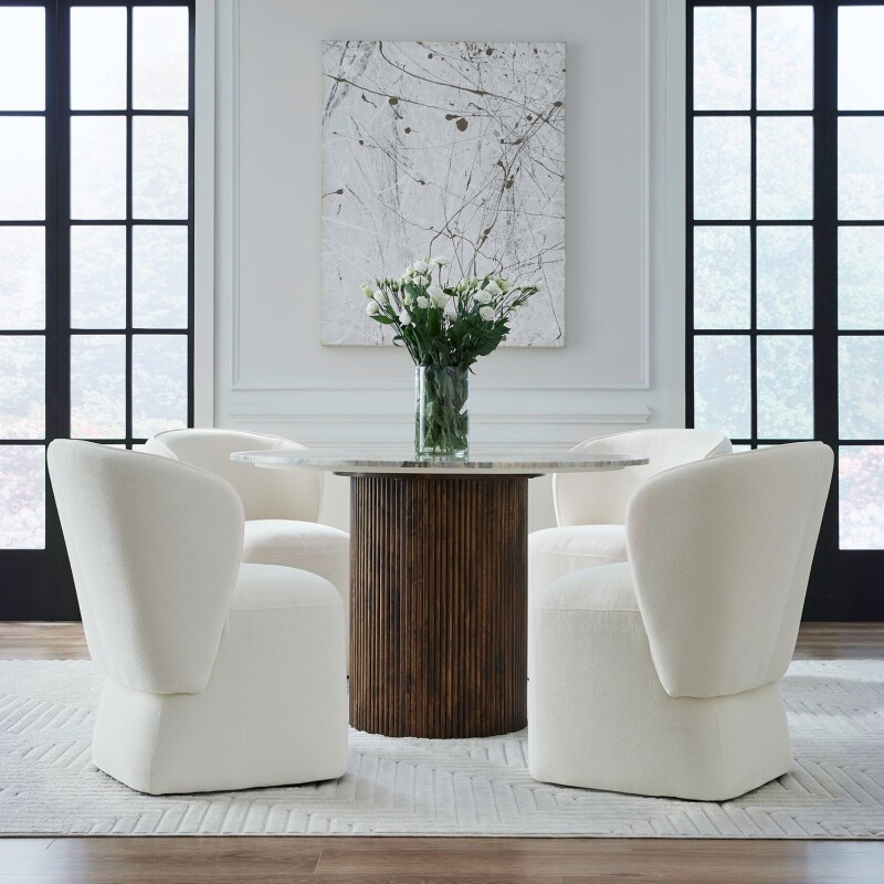 Accent Dining Chair w/ Casters - Ivory 730ADC90IV