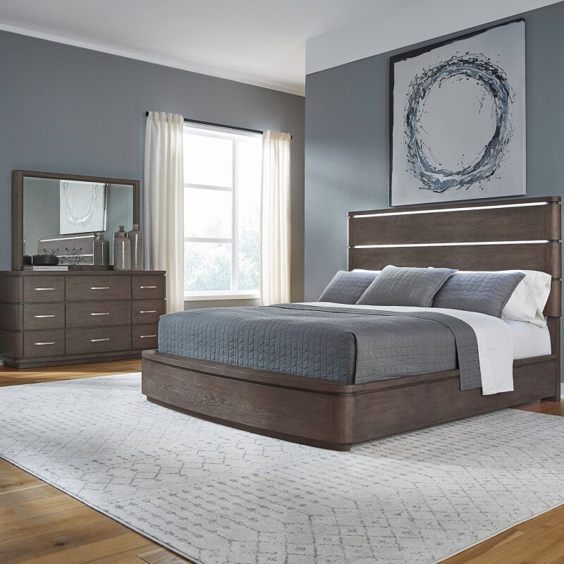 Cascade Falls Queen Panel Bed, Dresser & Mirror 732BRQPBDM