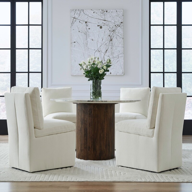 Accent Dining Chair w/ Casters - Ivory 733ADC90IV