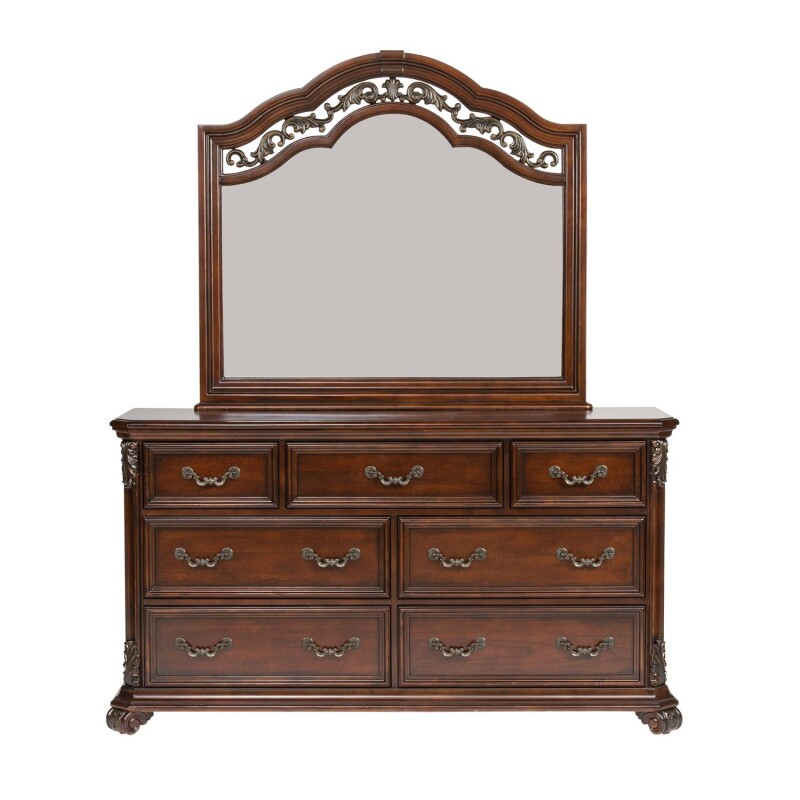 Messina Estates King Poster Bed, Dresser & Mirror, Night Stand 737BRKPSDMN