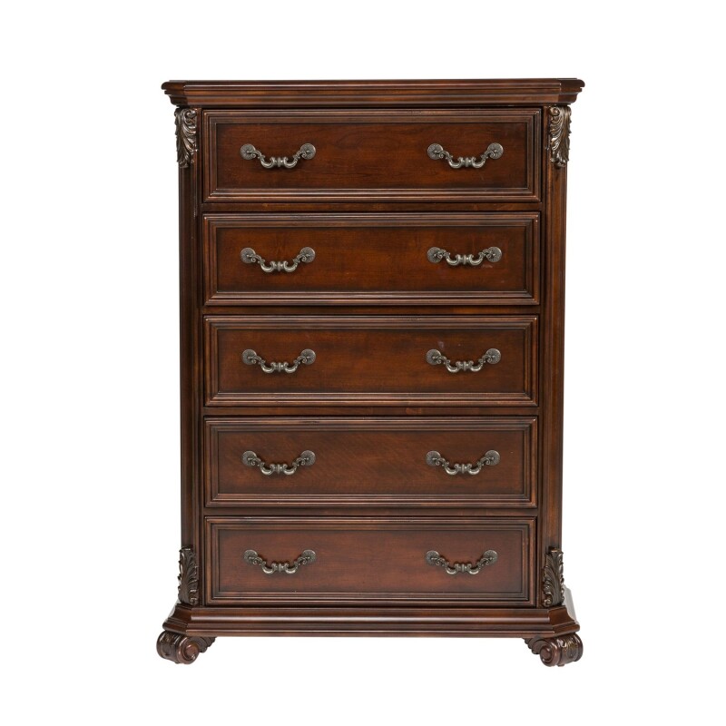 Messina Estates Queen Poster Bed, Dresser & Mirror, Chest, Night Stand 737BRQPSDMCN