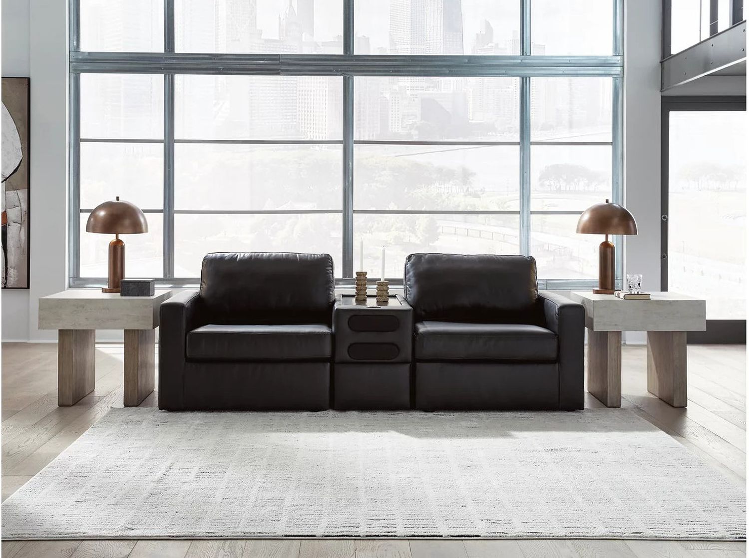 ModMax II 3-Piece Sectional Loveseat with Audio Console In Black 74305S13