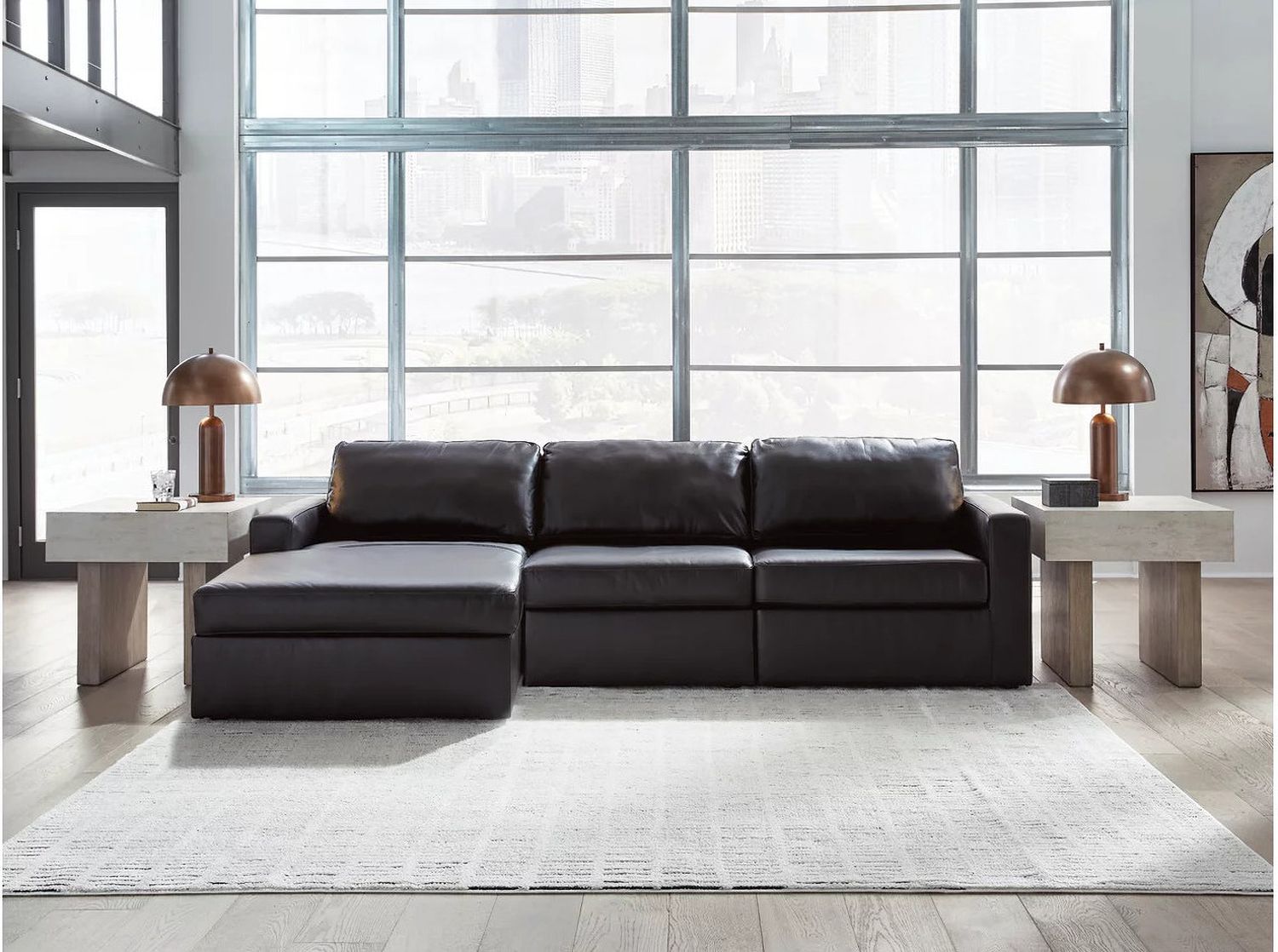 ModMax II 3-Piece LAF Sectional Sofa Chaise In Black 74305S17