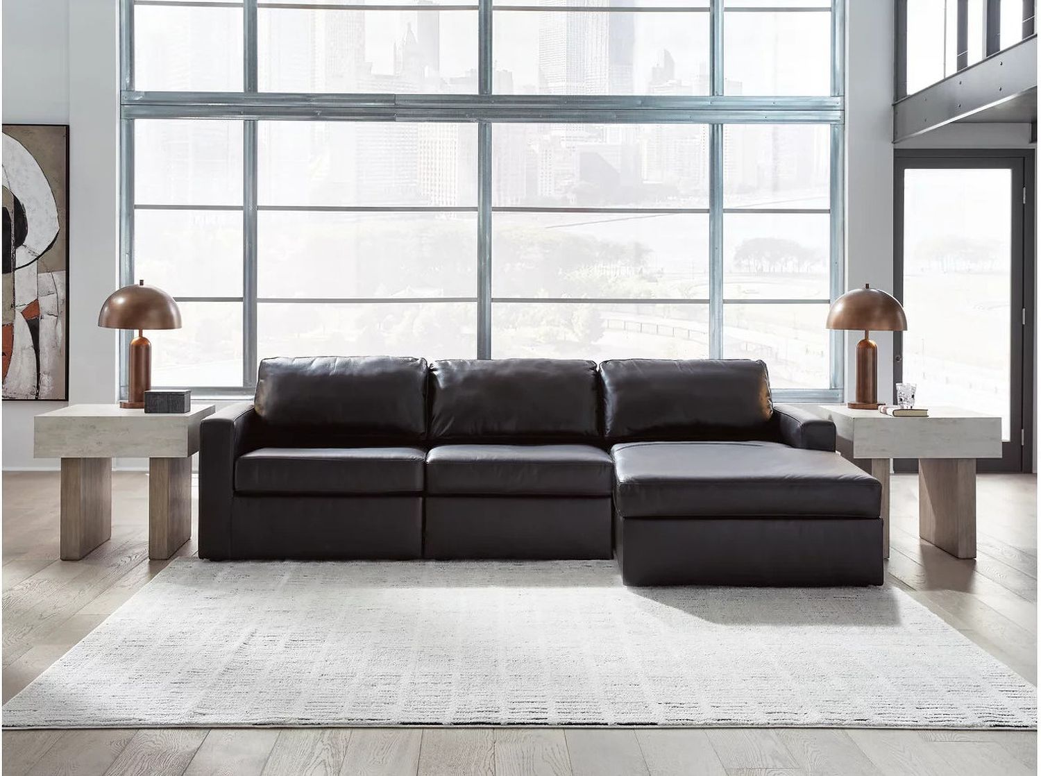 ModMax II 3-Piece RAF Sectional Sofa Chaise In Black 74305S18