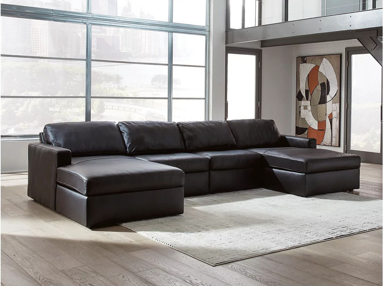ModMax II 4-Piece Double Chaise Sectional In Black 74305S19