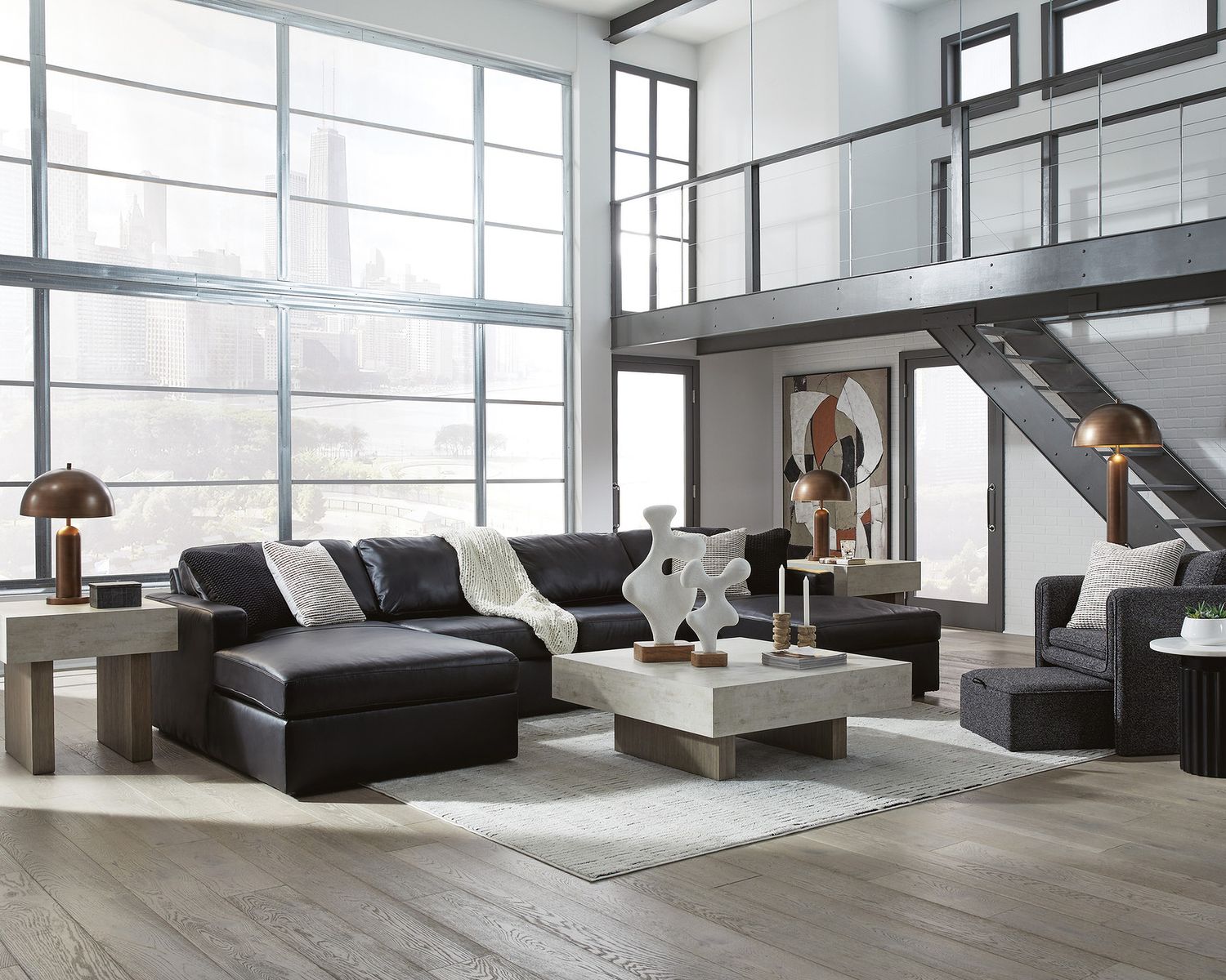 ModMax II 4-Piece Double Chaise Sectional In Black 74305S19