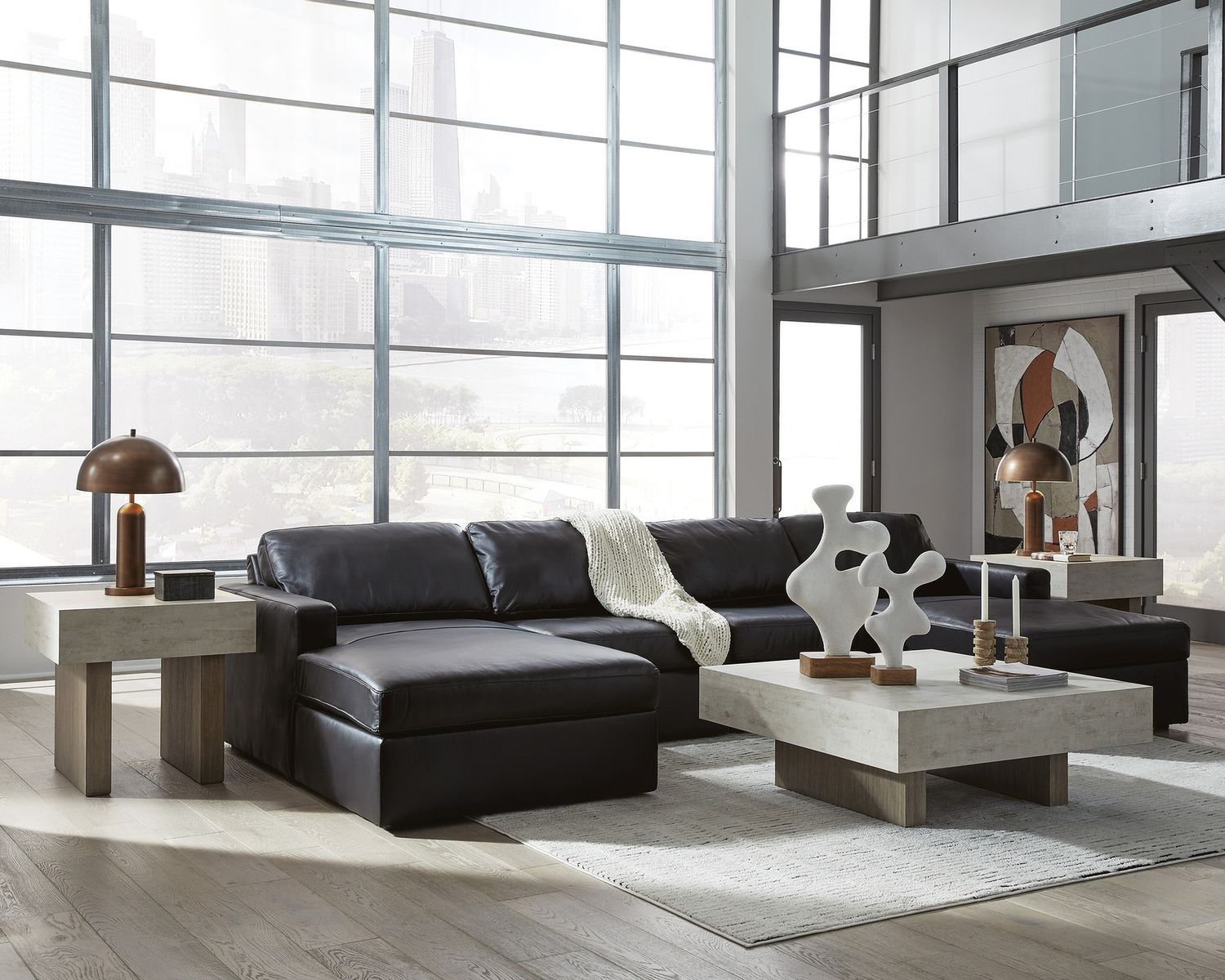 ModMax II 4-Piece Double Chaise Sectional In Black 74305S19